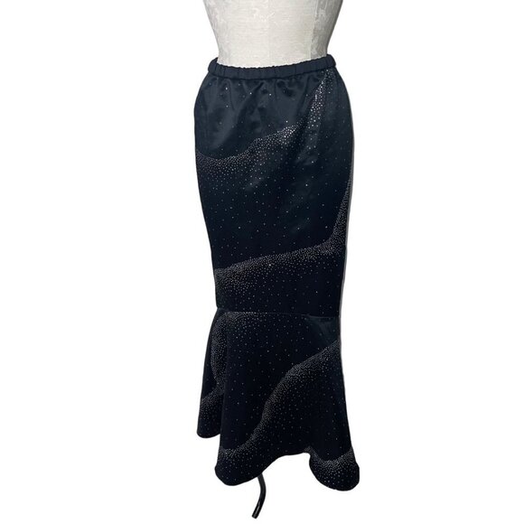 Custom Made Vintage Midi Sparkle Mermaid Skirt Size Large Black Glitter - Picture 5 of 7